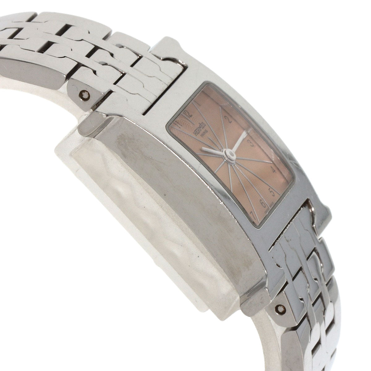 HERMES Watches Quartz HH1.210 Stainless Steel Silver H watch Orange dial Women Used