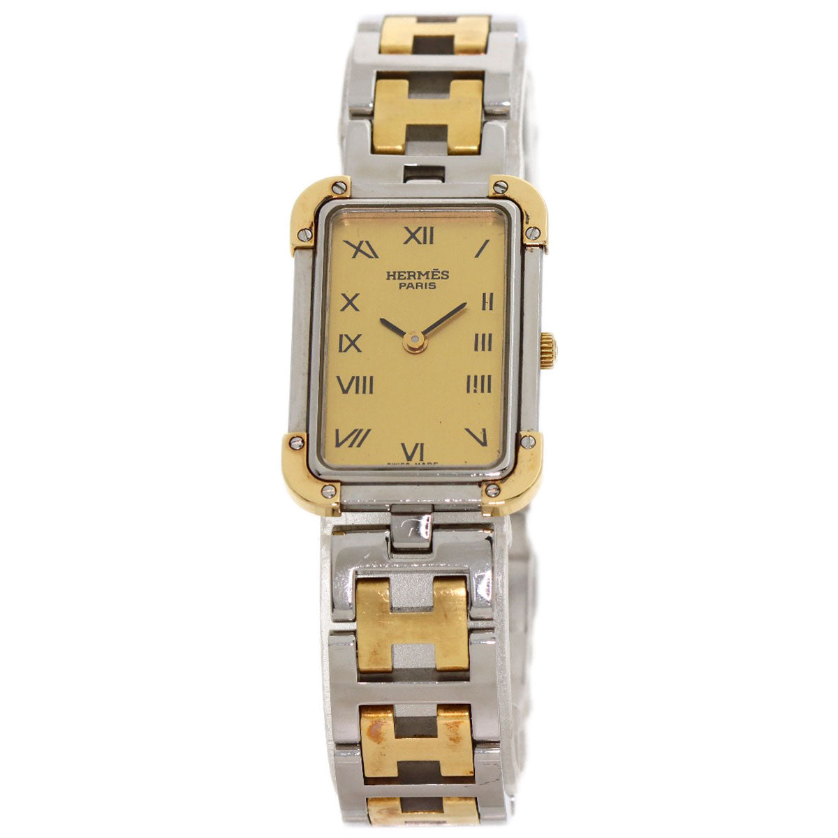 HERMES Watches Quartz CR1.220 Stainless Steel , SSxGP gold Clojure Champagne Gold dial Women Used