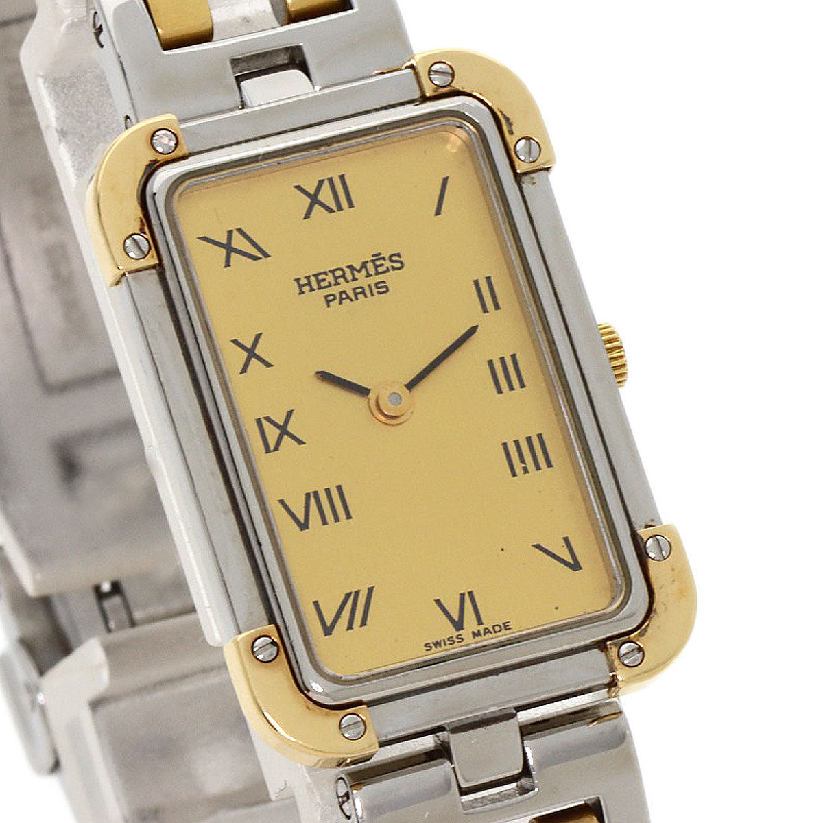 HERMES Watches Quartz CR1.220 Stainless Steel , SSxGP gold Clojure Champagne Gold dial Women Used