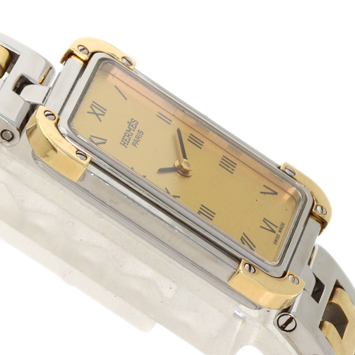 HERMES Watches Quartz CR1.220 Stainless Steel , SSxGP gold Clojure Champagne Gold dial Women Used