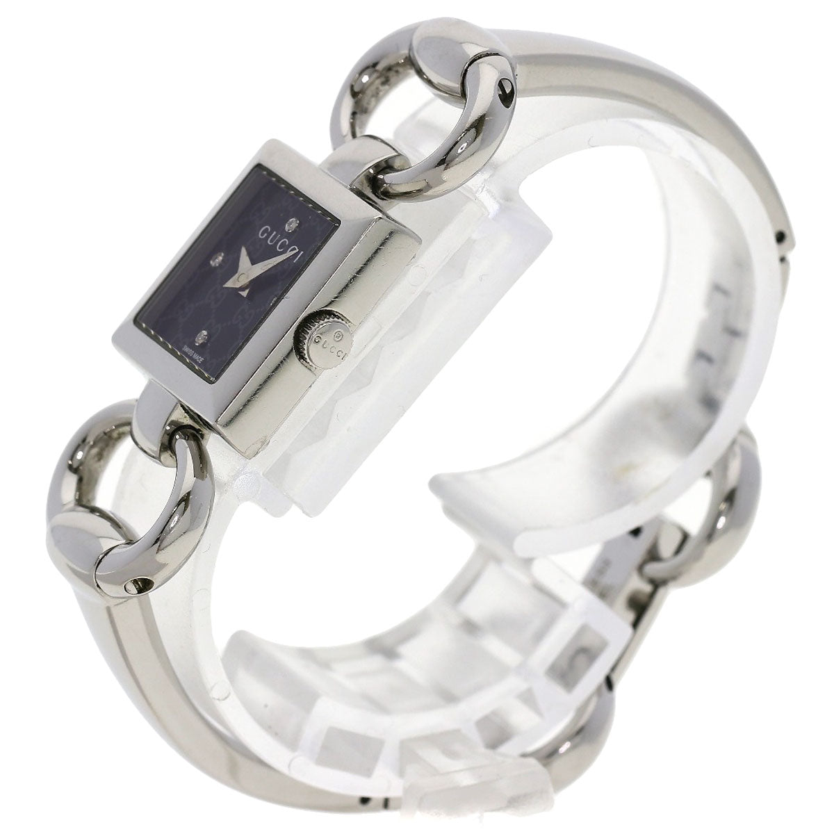 GUCCI Watches Quartz 120 Stainless Steel , Stainless Steel Silver Tornavoni 4P Diamond black dial Women Used