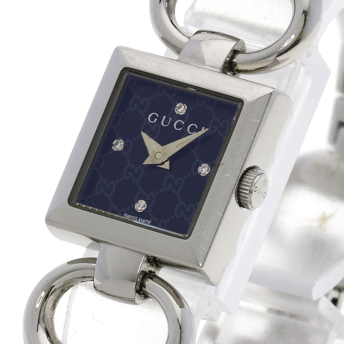 GUCCI Watches Quartz 120 Stainless Steel , Stainless Steel Silver Tornavoni 4P Diamond black dial Women Used