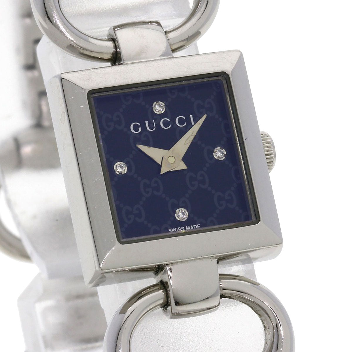 GUCCI Watches Quartz 120 Stainless Steel , Stainless Steel Silver Tornavoni 4P Diamond black dial Women Used