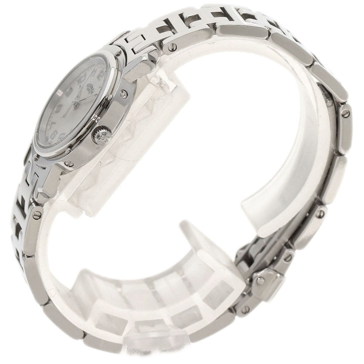 HERMES Watches Quartz CL4.210 Stainless Steel , Stainless Steel Silver Clipper Nacre White shell dial Women Used