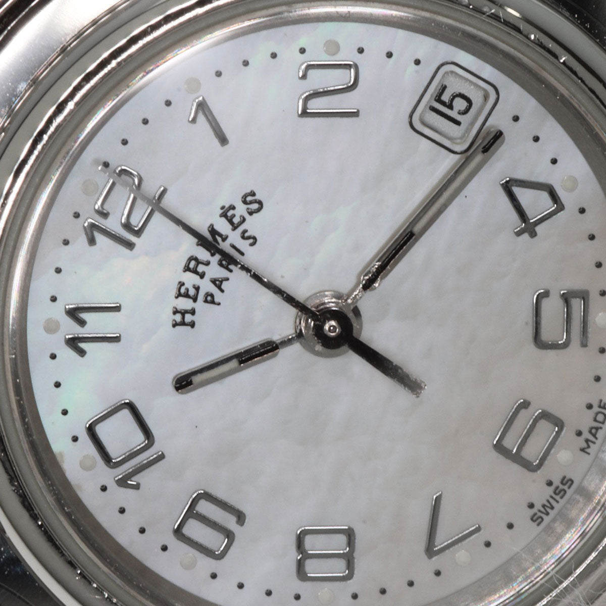 HERMES Watches Quartz CL4.210 Stainless Steel , Stainless Steel Silver Clipper Nacre White shell dial Women Used