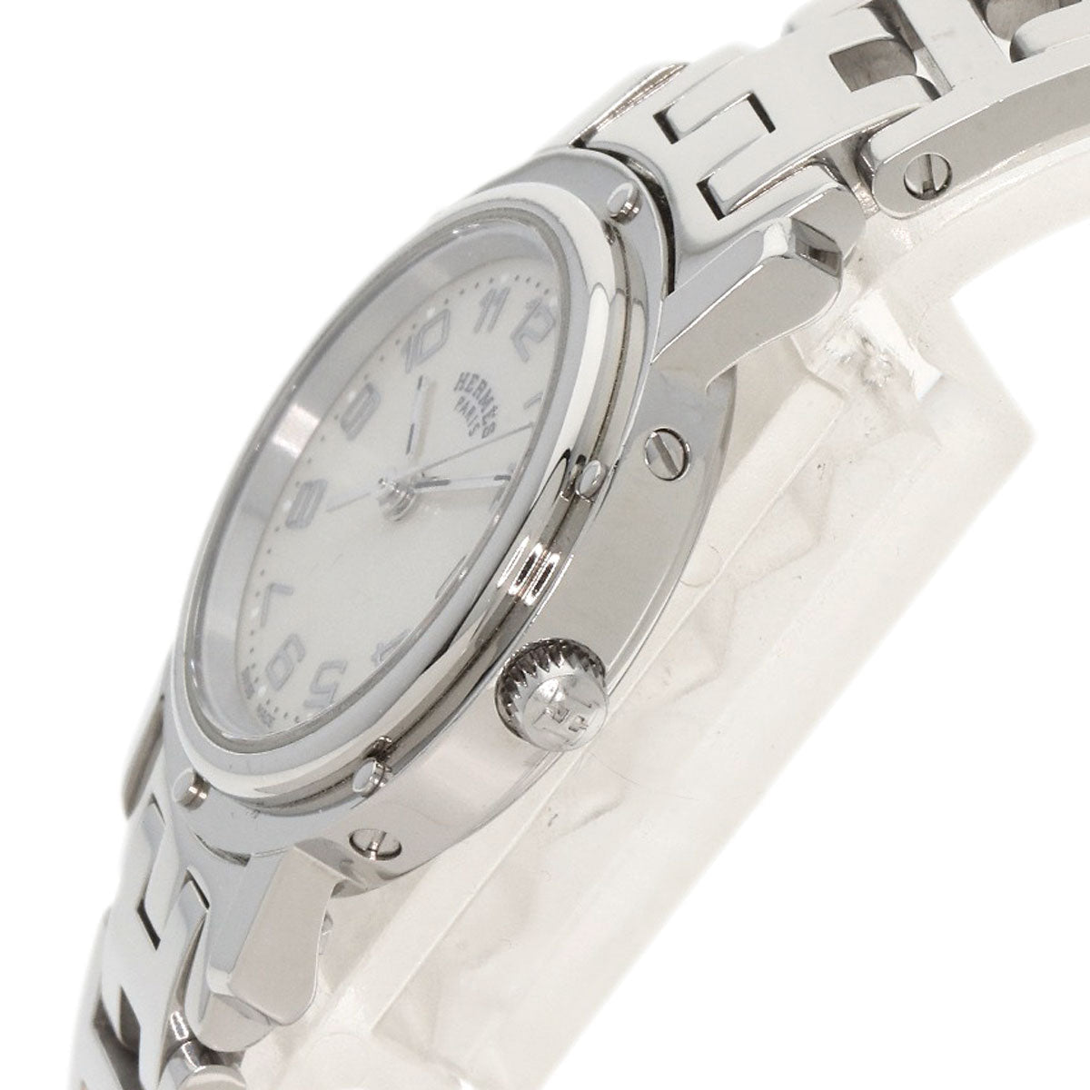 HERMES Watches Quartz CL4.210 Stainless Steel , Stainless Steel Silver Clipper Nacre White shell dial Women Used