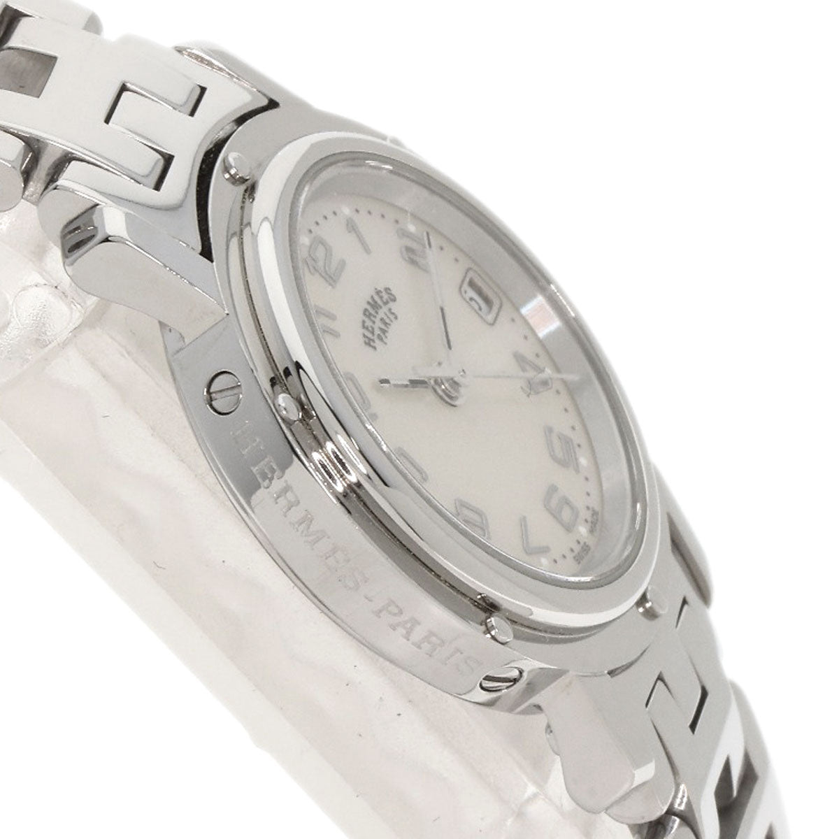 HERMES Watches Quartz CL4.210 Stainless Steel , Stainless Steel Silver Clipper Nacre White shell dial Women Used