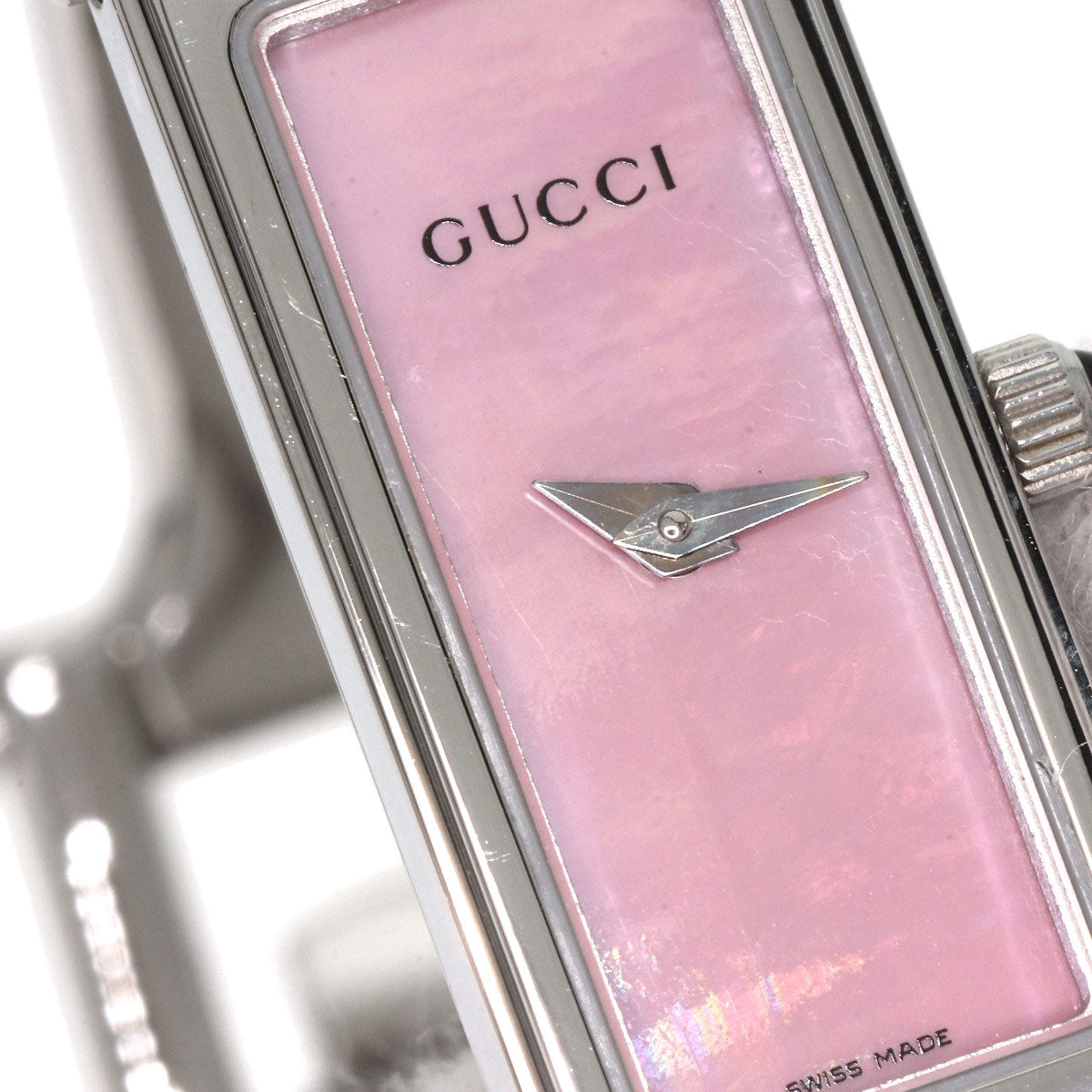 GUCCI Watches Quartz 1500L Stainless Steel , Stainless Steel Silver Square face Pink shell dial Women Used