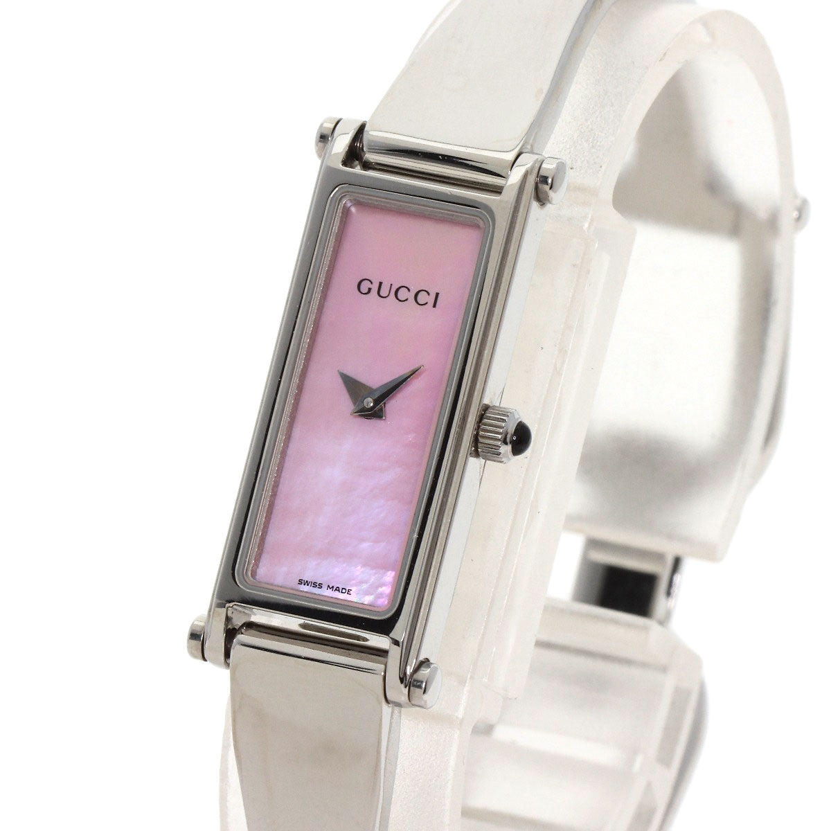 GUCCI Watches Quartz 1500L Stainless Steel , Stainless Steel Silver Square face Pink shell dial Women Used