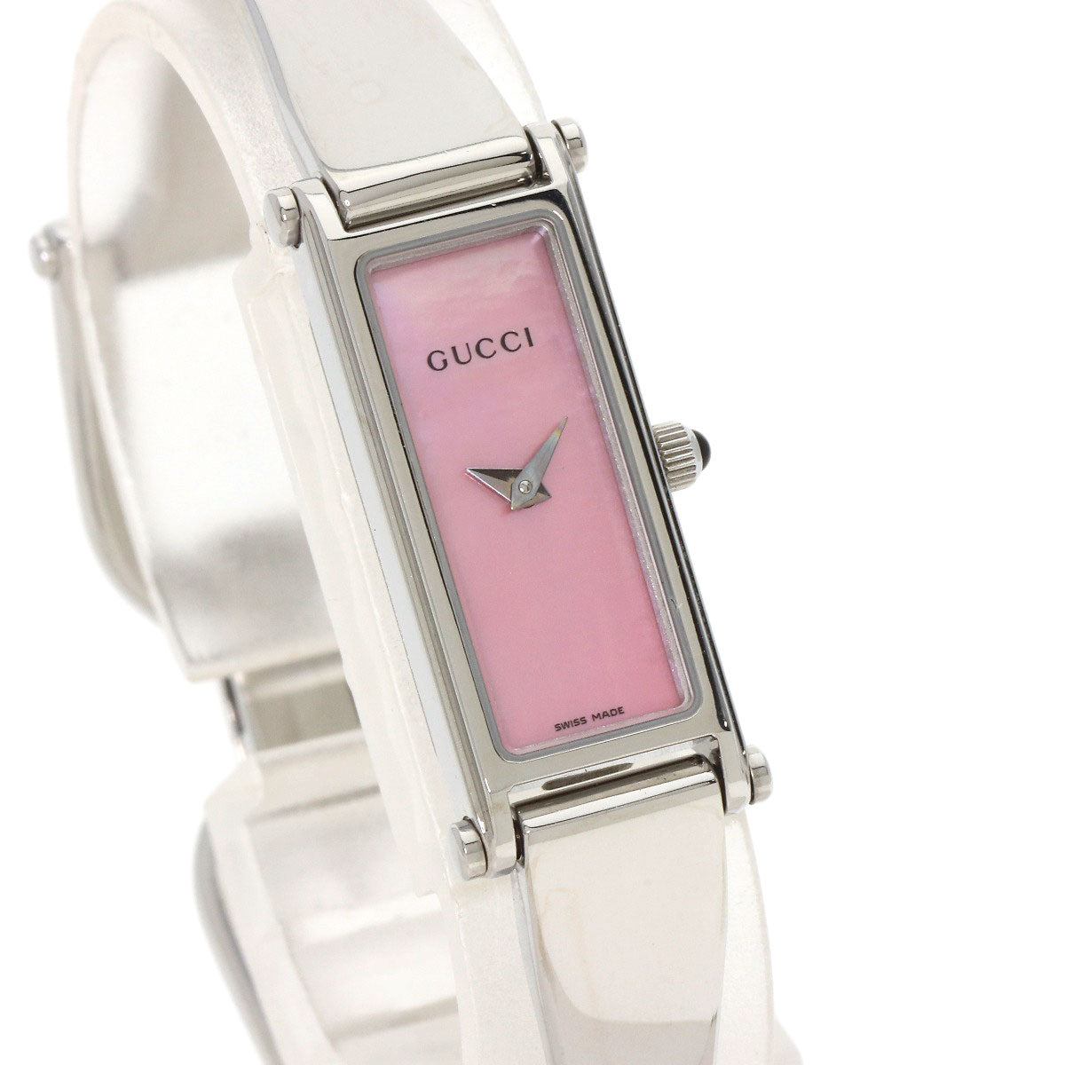 GUCCI Watches Quartz 1500L Stainless Steel , Stainless Steel Silver Square face Pink shell dial Women Used
