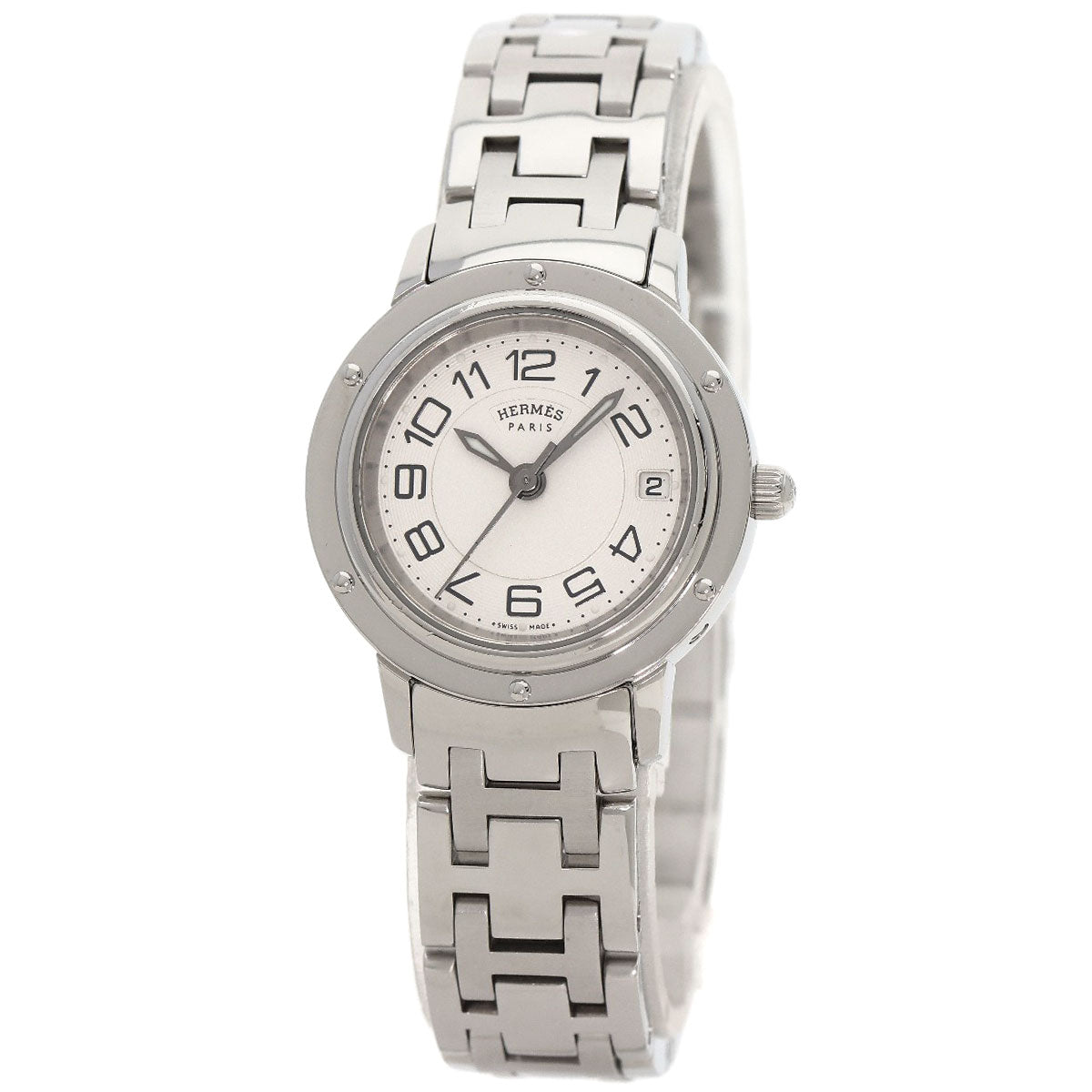 HERMES Watches Quartz CP1.210 Stainless Steel , Stainless Steel Silver Clipper Classic Silver dial Women Used