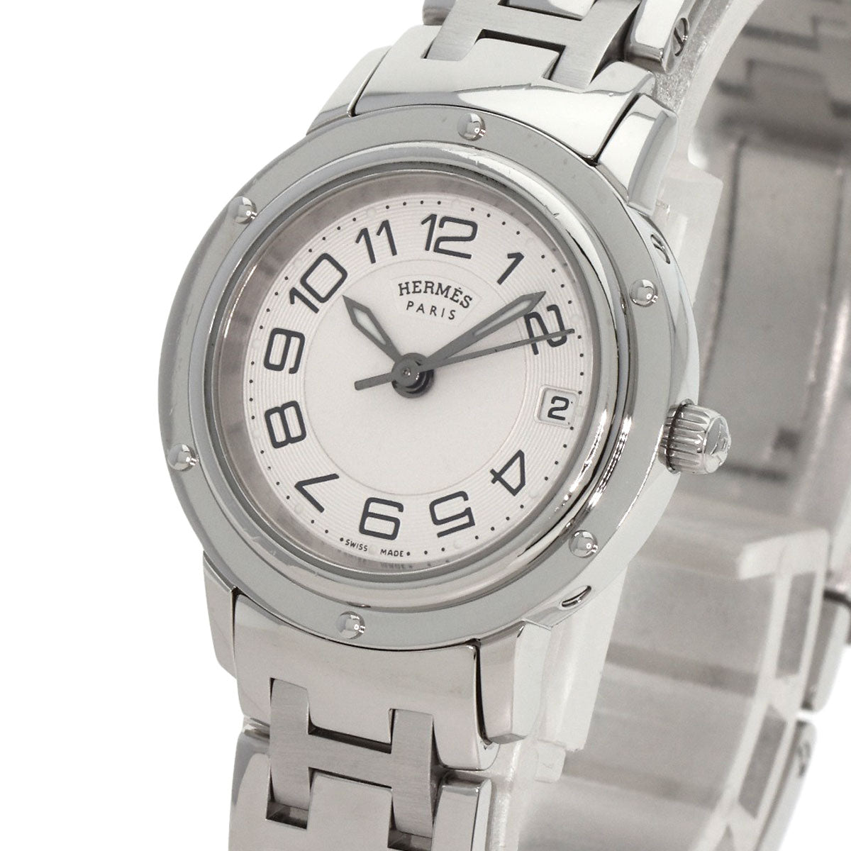 HERMES Watches Quartz CP1.210 Stainless Steel , Stainless Steel Silver Clipper Classic Silver dial Women Used