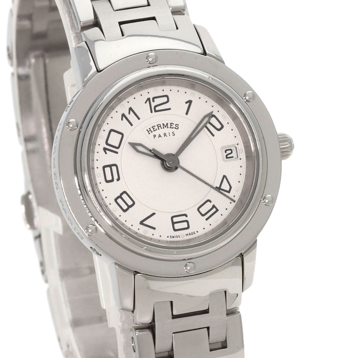 HERMES Watches Quartz CP1.210 Stainless Steel , Stainless Steel Silver Clipper Classic Silver dial Women Used