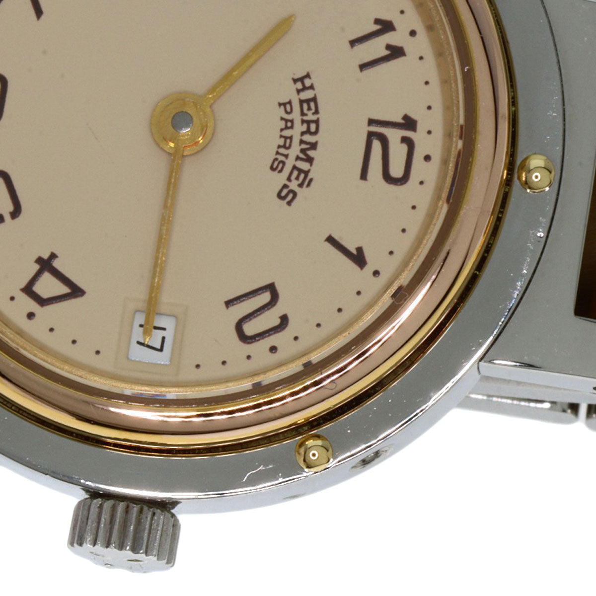 HERMES Watches Quartz Stainless Steel Silver Clipper old type Ivory dial