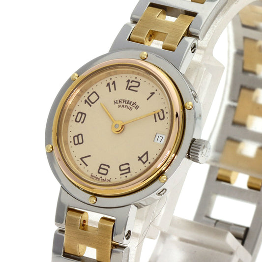 HERMES Watches Quartz Stainless Steel Silver Clipper old type Ivory dial