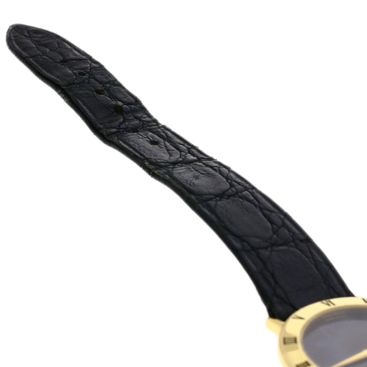 GUCCI Watches Quartz 3000.2M Gold Plated, Leather gold Round face black dial mens Used