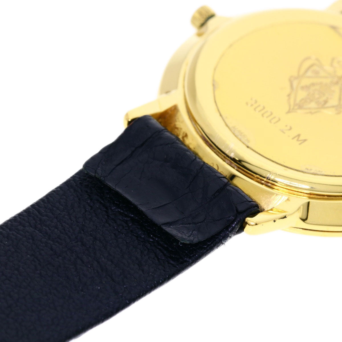 GUCCI Watches Quartz 3000.2M Gold Plated, Leather gold Round face black dial mens Used