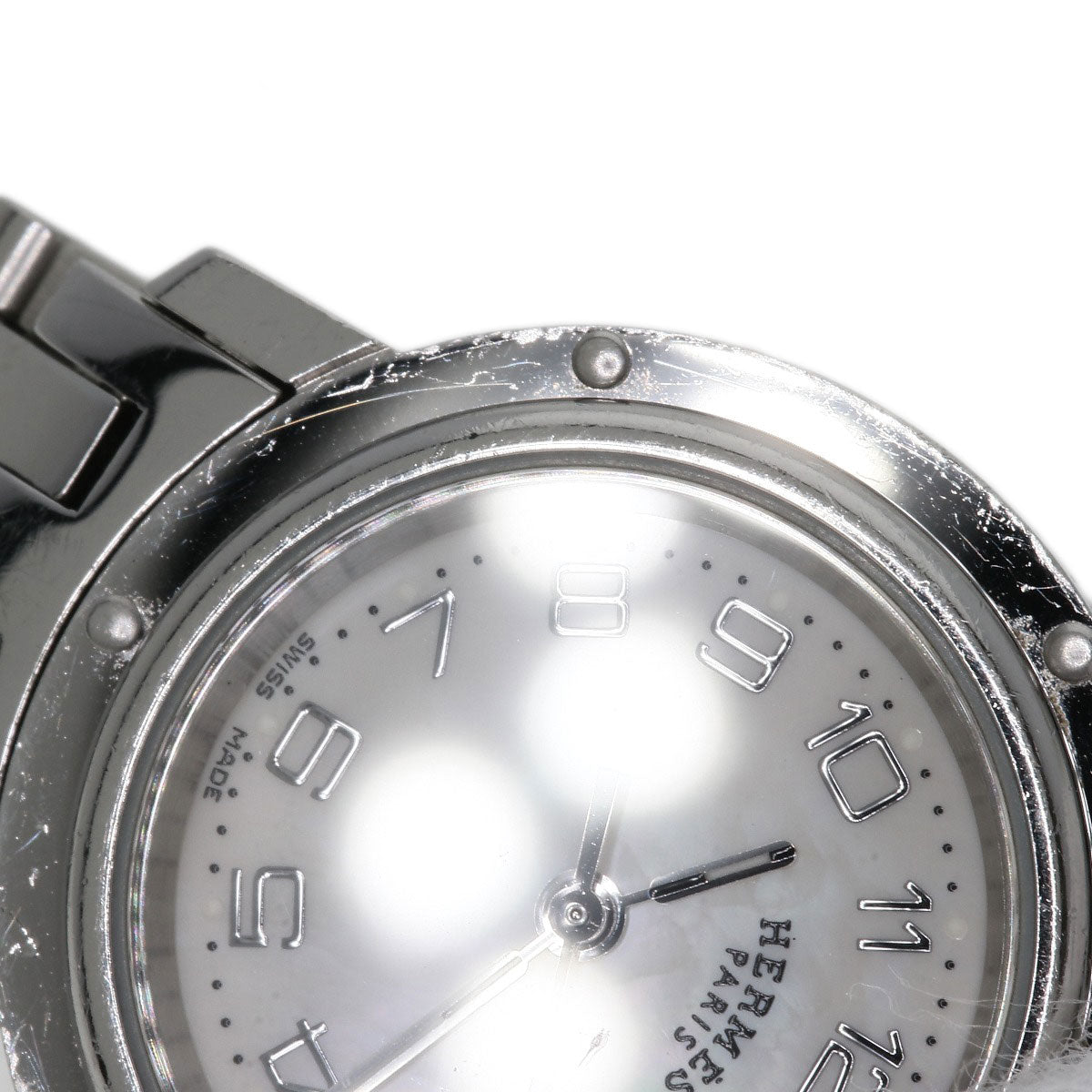 HERMES Watches Quartz CL4.210 Stainless Steel , Stainless Steel Silver Clipper Nacre White shell dial Women Used