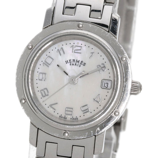 HERMES Watches Quartz CL4.210 Stainless Steel , Stainless Steel Silver Clipper Nacre White shell dial Women Used