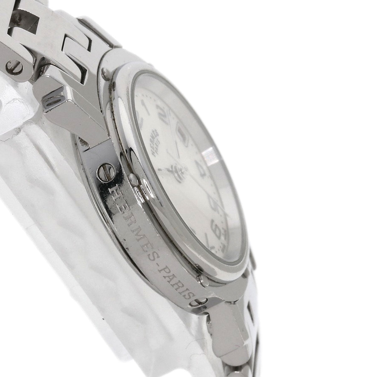 HERMES Watches Quartz CL4.210 Stainless Steel , Stainless Steel Silver Clipper Nacre White shell dial Women Used