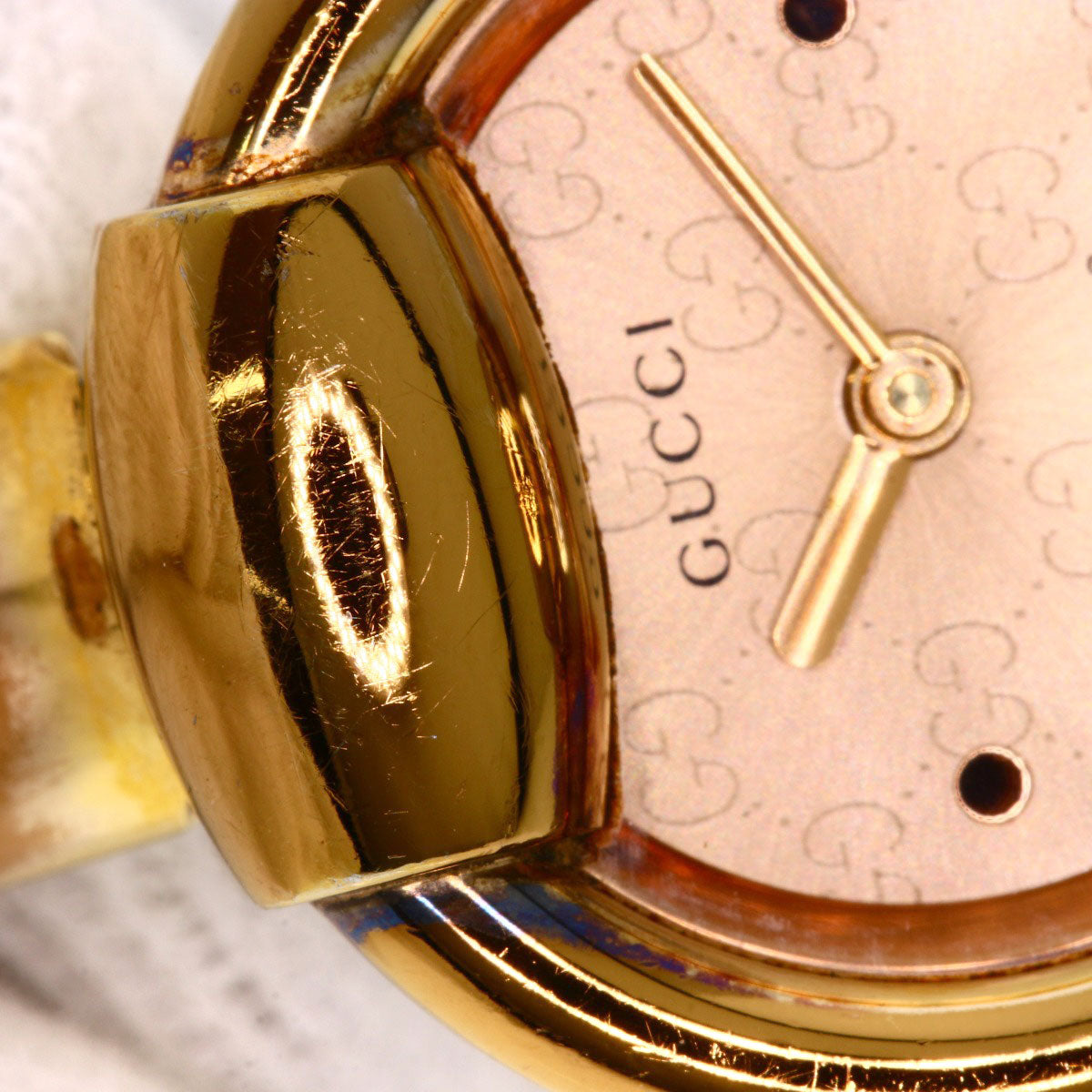 GUCCI Watches Quartz 1400L PGP , PGP gold Round face Brown dial Women Used