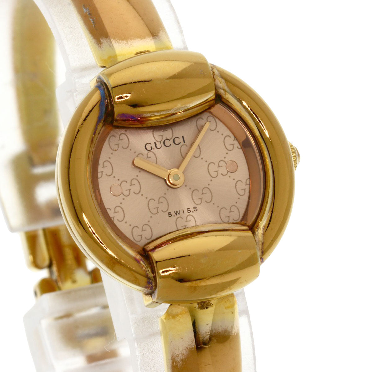 GUCCI Watches Quartz 1400L PGP , PGP gold Round face Brown dial Women Used