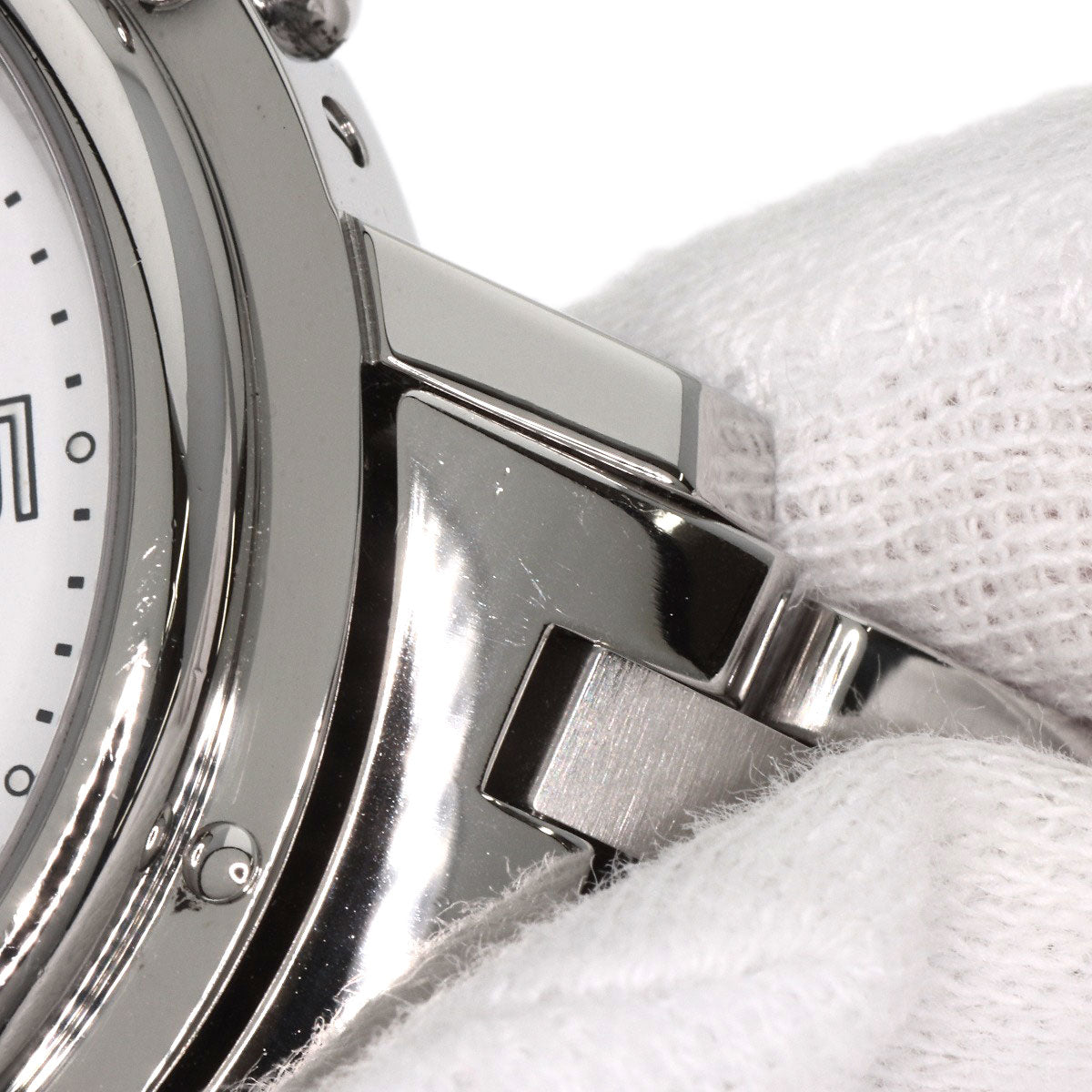 HERMES Watches Quartz CL1.910 Stainless Steel , Stainless Steel Silver Clipper Chronograph white dial mens Used