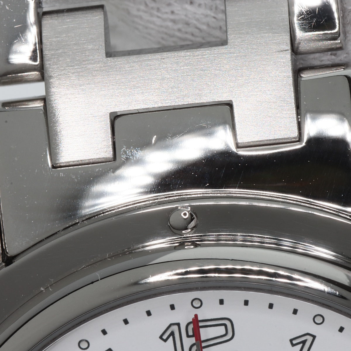 HERMES Watches Quartz CL1.910 Stainless Steel , Stainless Steel Silver Clipper Chronograph white dial mens Used