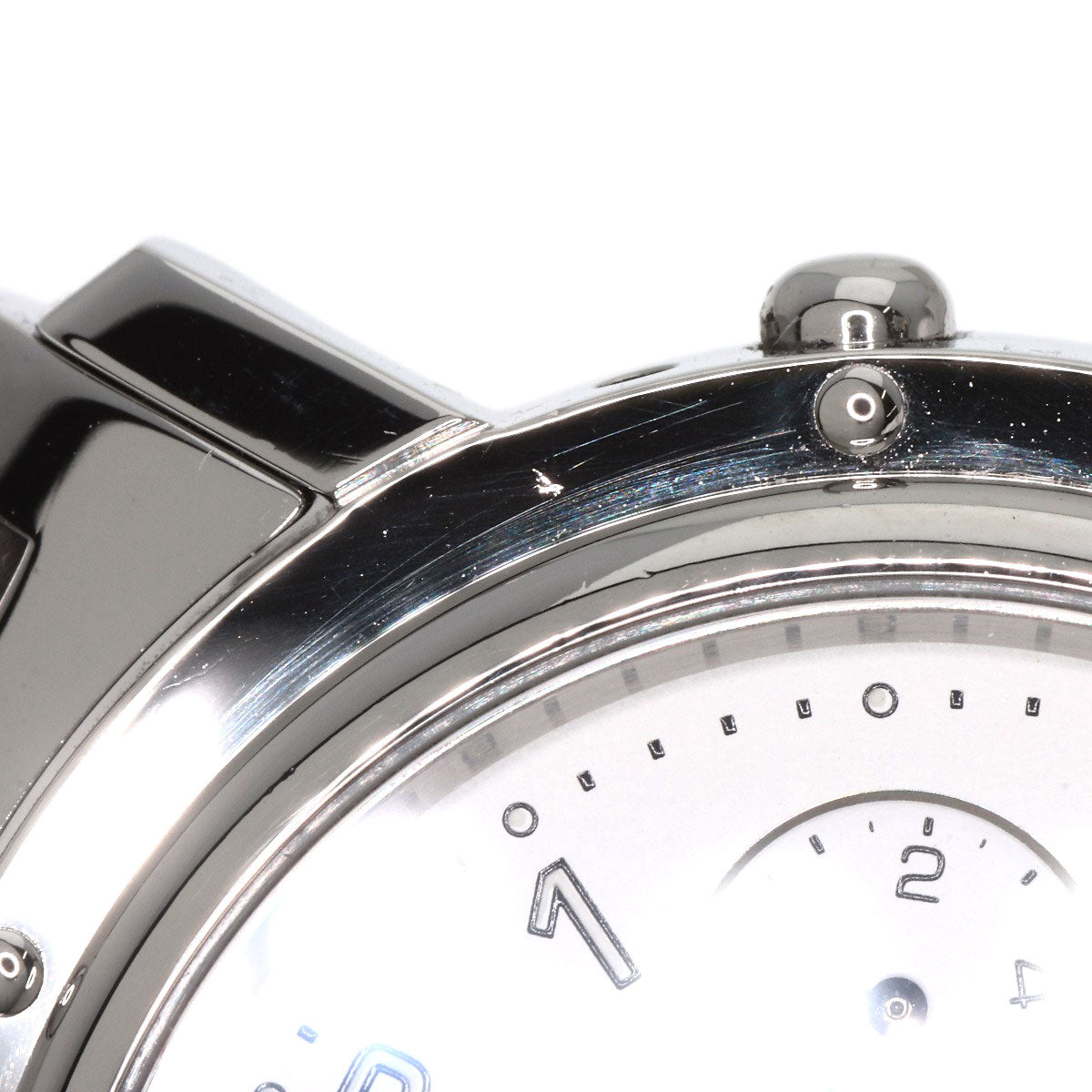 HERMES Watches Quartz CL1.910 Stainless Steel , Stainless Steel Silver Clipper Chronograph white dial mens Used