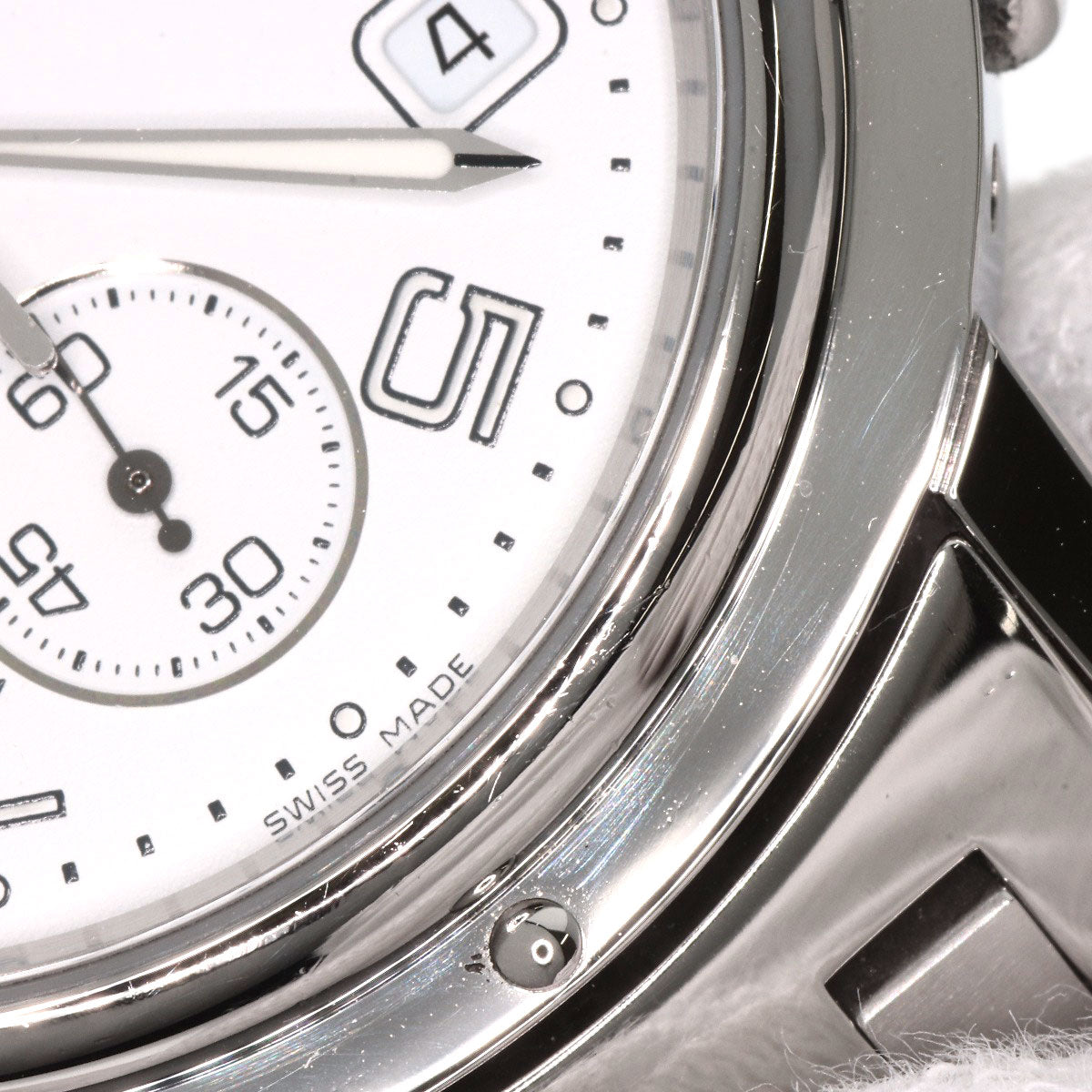 HERMES Watches Quartz CL1.910 Stainless Steel , Stainless Steel Silver Clipper Chronograph white dial mens Used