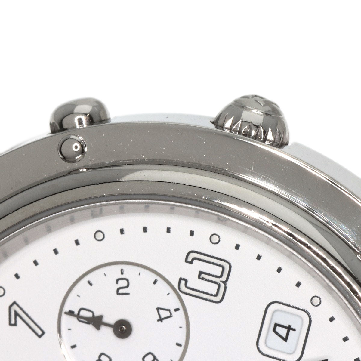 HERMES Watches Quartz CL1.910 Stainless Steel , Stainless Steel Silver Clipper Chronograph white dial mens Used