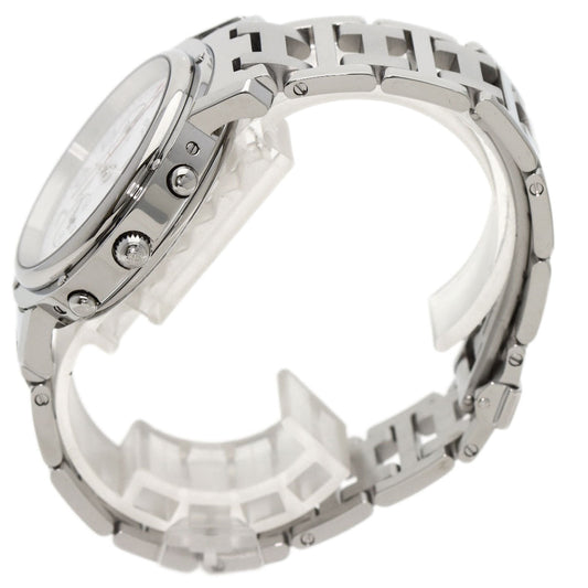 HERMES Watches Quartz CL1.910 Stainless Steel , Stainless Steel Silver Clipper Chronograph white dial mens Used
