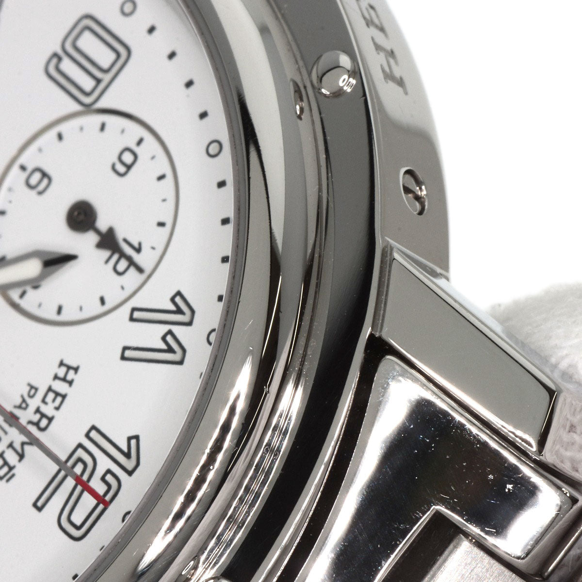 HERMES Watches Quartz CL1.910 Stainless Steel , Stainless Steel Silver Clipper Chronograph white dial mens Used