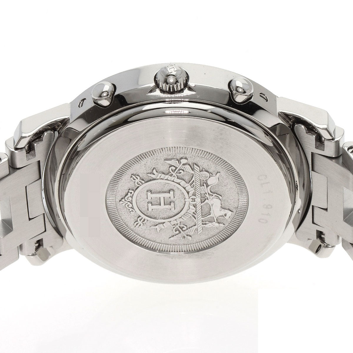 HERMES Watches Quartz CL1.910 Stainless Steel , Stainless Steel Silver Clipper Chronograph white dial mens Used