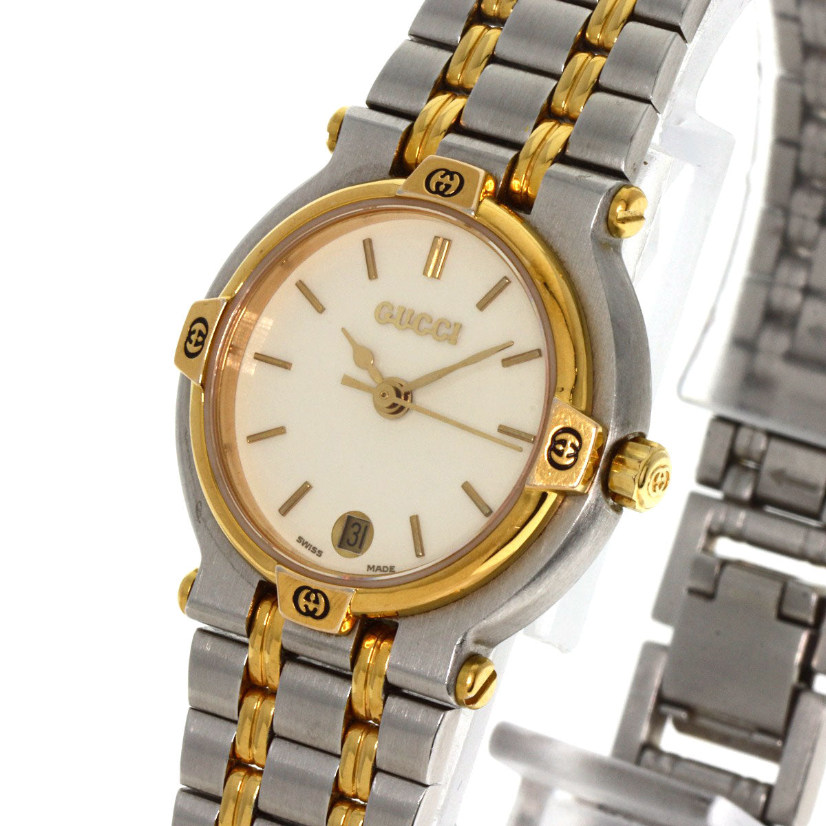 GUCCI Watches Quartz 9000L Stainless Steel , SSxGP , Gold Plated gold Round face Ivory dial Women Used