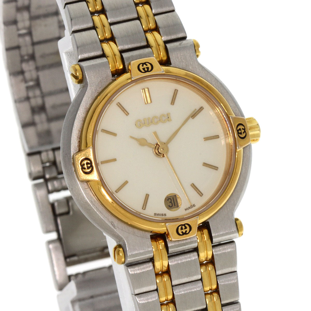 GUCCI Watches Quartz 9000L Stainless Steel , SSxGP , Gold Plated gold Round face Ivory dial Women Used