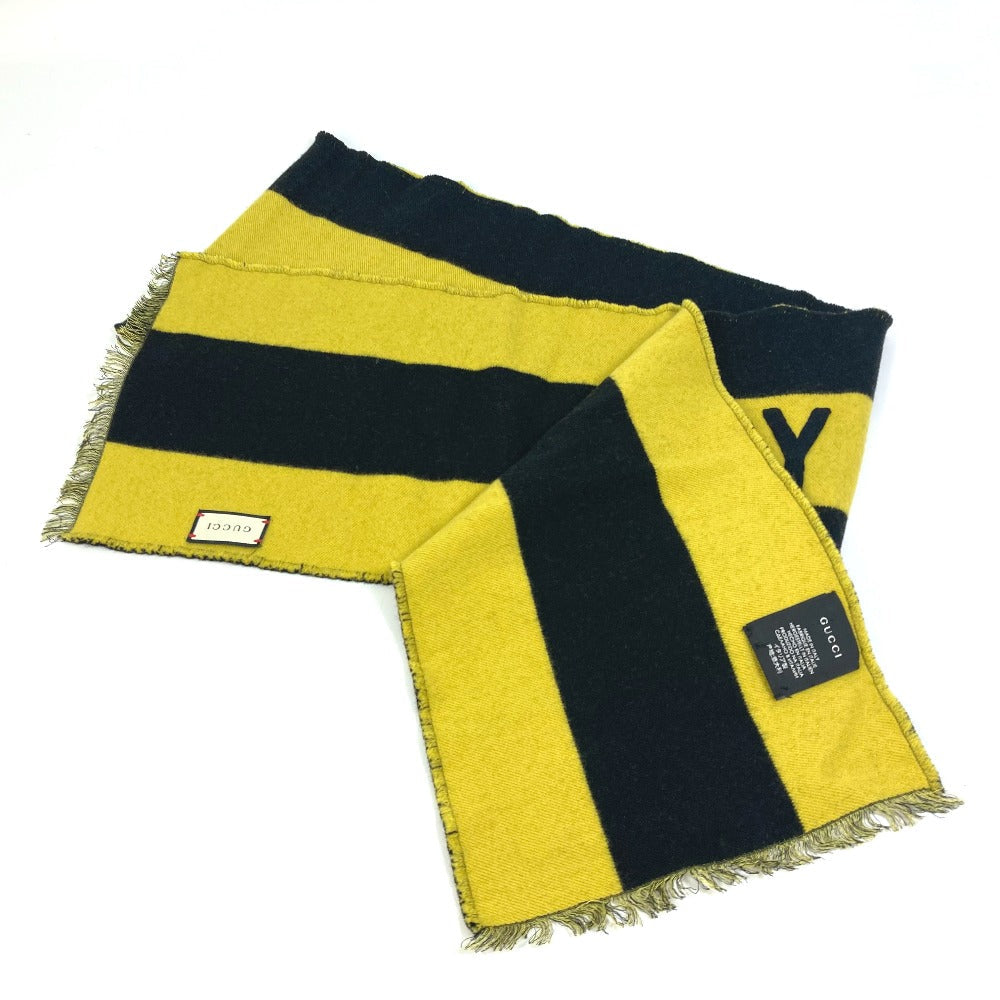GUCCI Scarf wool Black x yellow fringe scarf mens Used