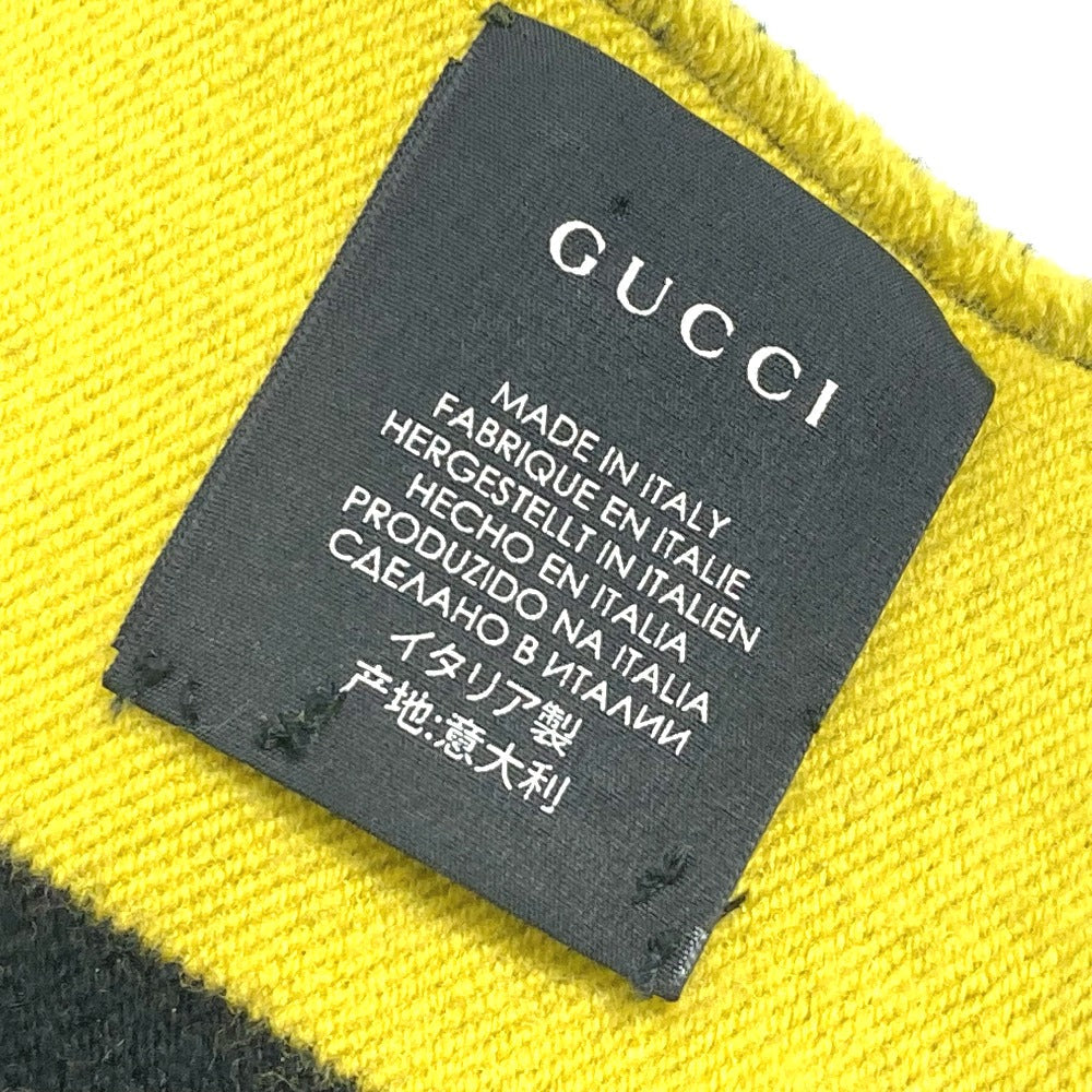GUCCI Scarf wool Black x yellow fringe scarf mens Used