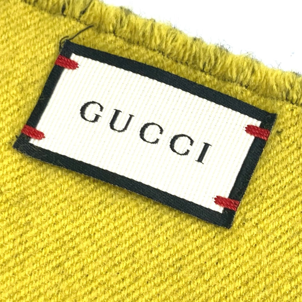 GUCCI Scarf wool Black x yellow fringe scarf mens Used