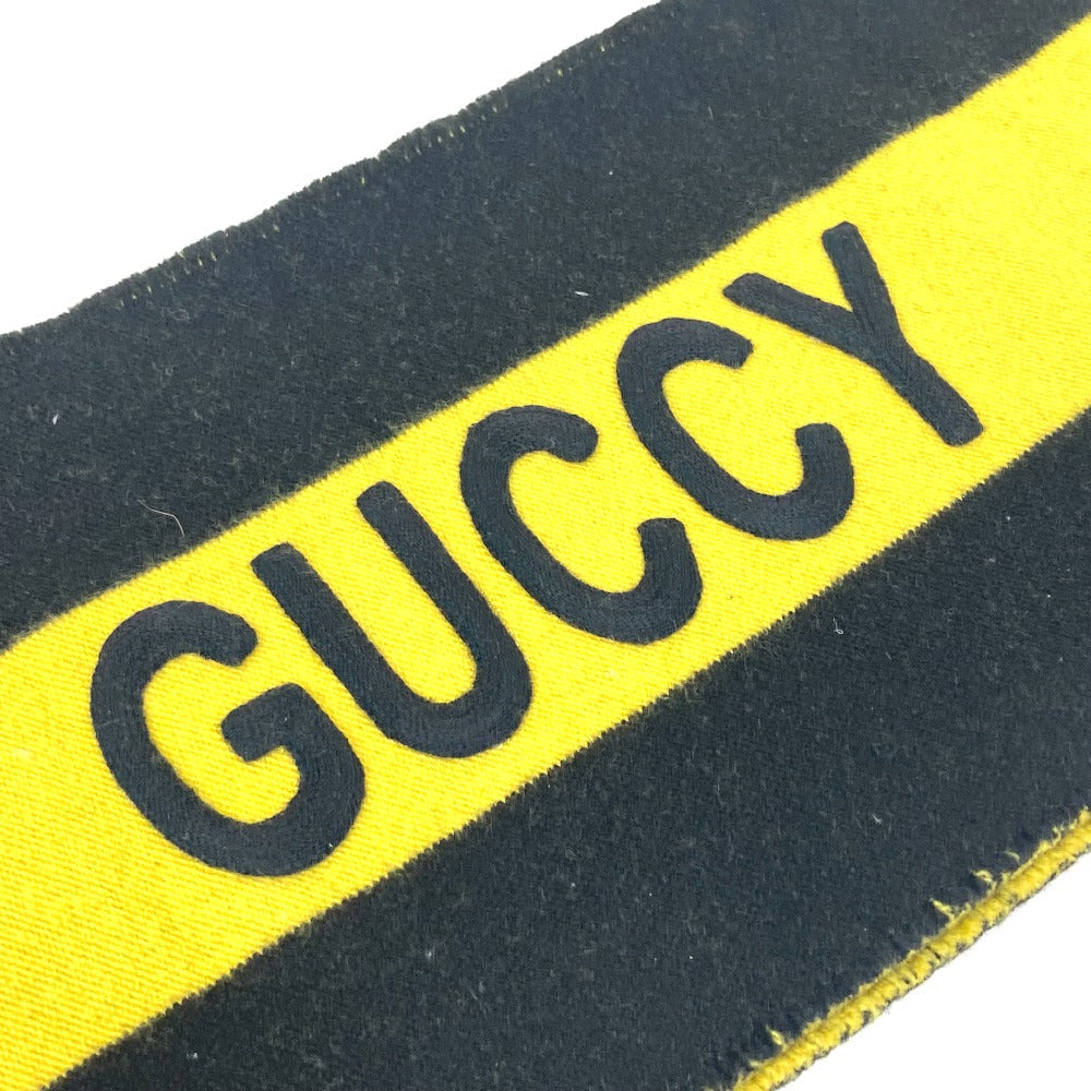 GUCCI Scarf wool Black x yellow fringe scarf mens Used