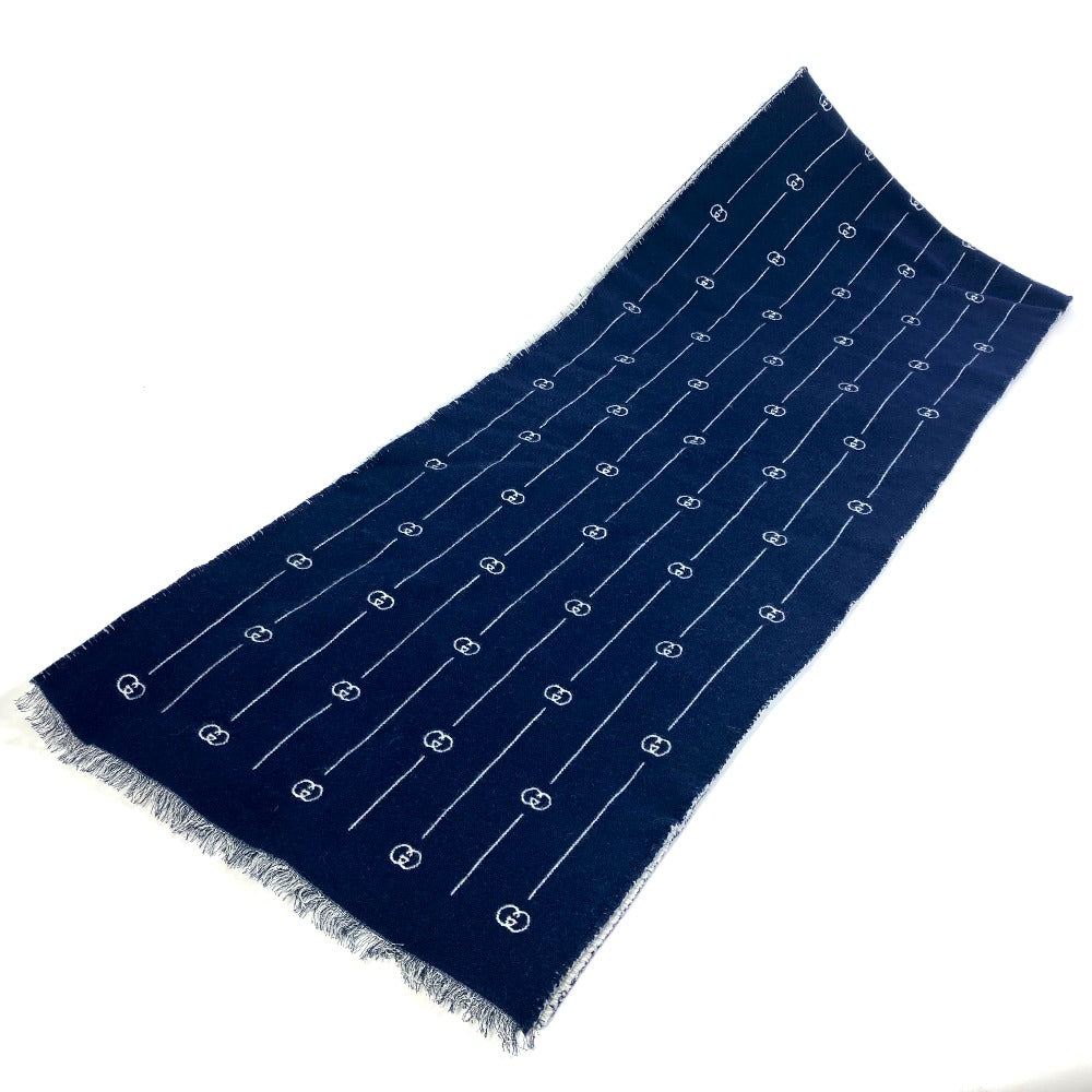 GUCCI Scarf 595718 wool Blue x gray Fashion Accessories scarf mens Used