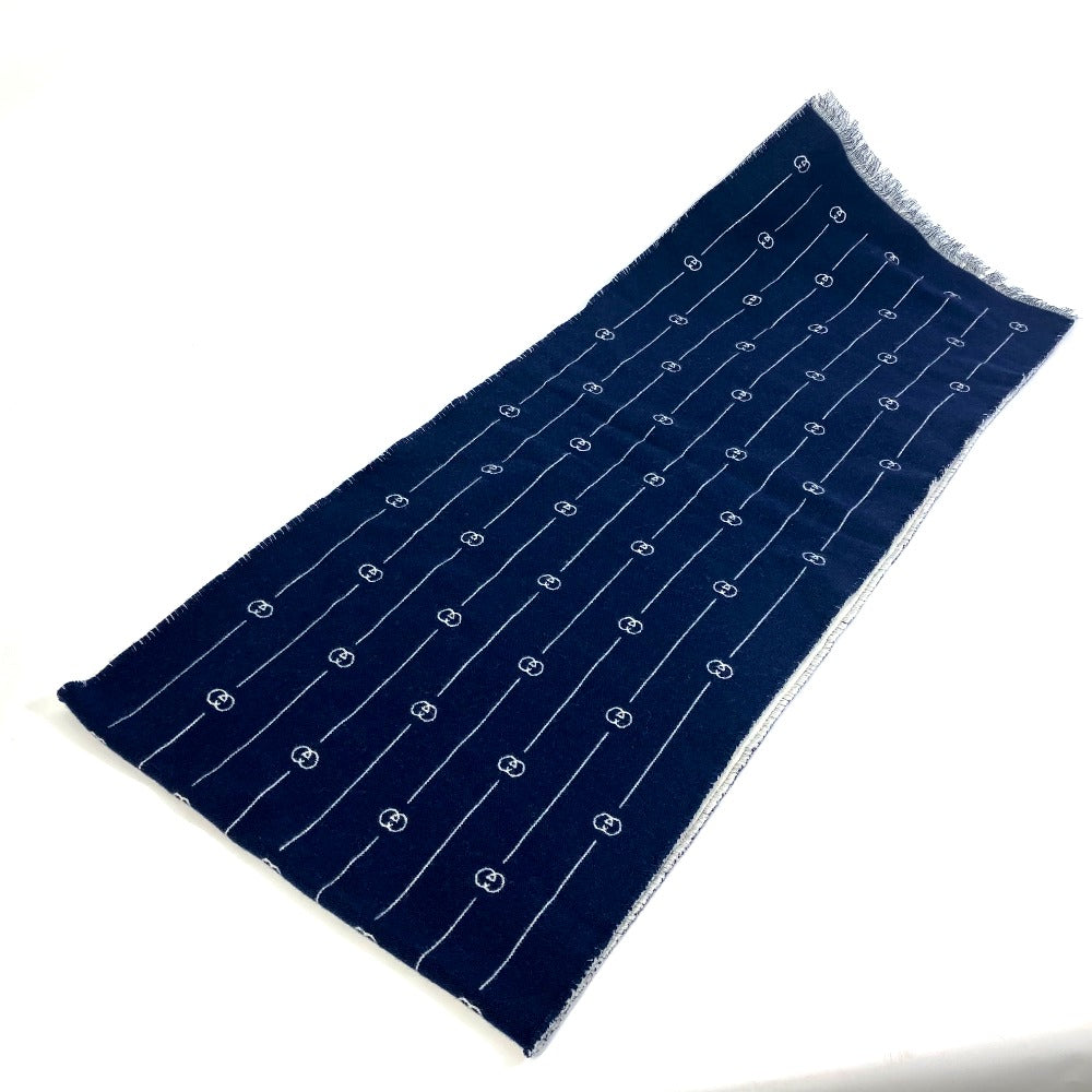 GUCCI Scarf 595718 wool Blue x gray Fashion Accessories scarf mens Used