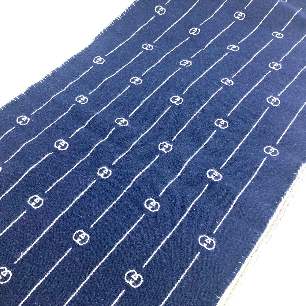 GUCCI Scarf 595718 wool Blue x gray Fashion Accessories scarf mens Used