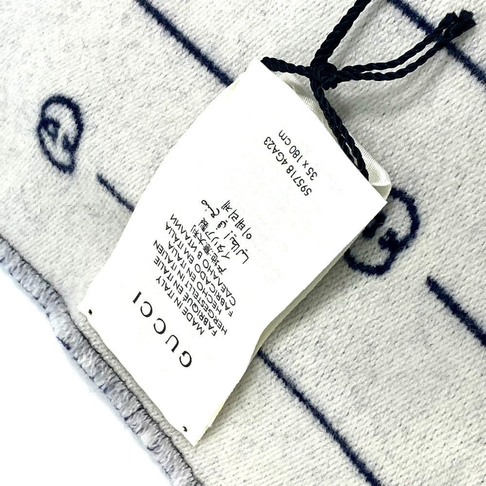 GUCCI Scarf 595718 wool Blue x gray Fashion Accessories scarf mens Used