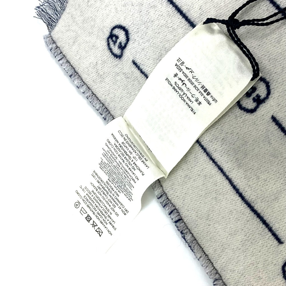 GUCCI Scarf 595718 wool Blue x gray Fashion Accessories scarf mens Used