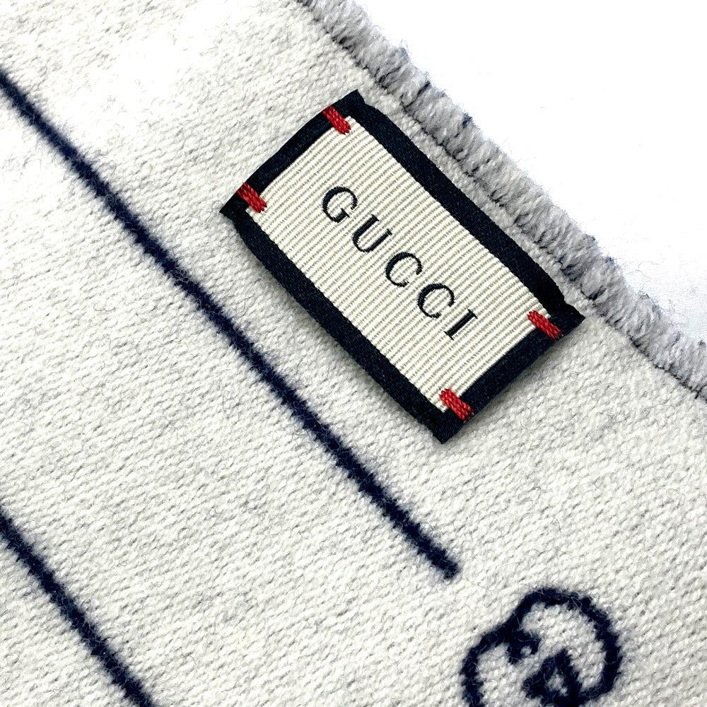 GUCCI Scarf 595718 wool Blue x gray Fashion Accessories scarf mens Used