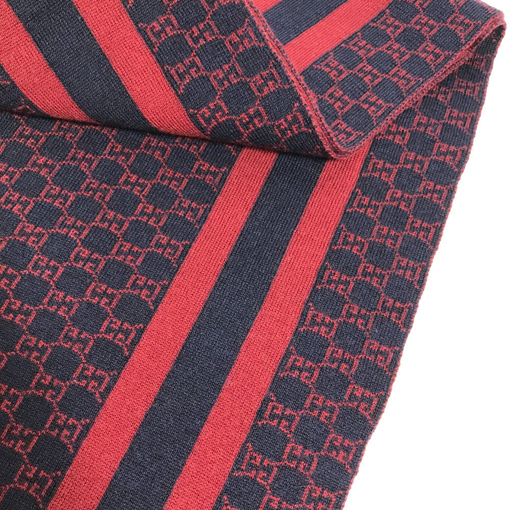 GUCCI Scarf wool Red GG Women Used