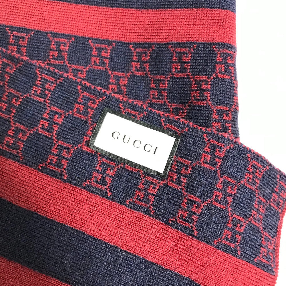 GUCCI Scarf wool Red GG Women Used