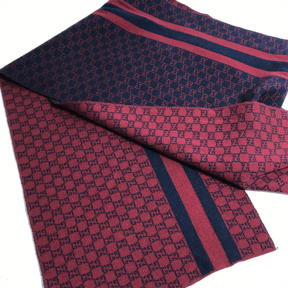 GUCCI Scarf wool Red GG Women Used
