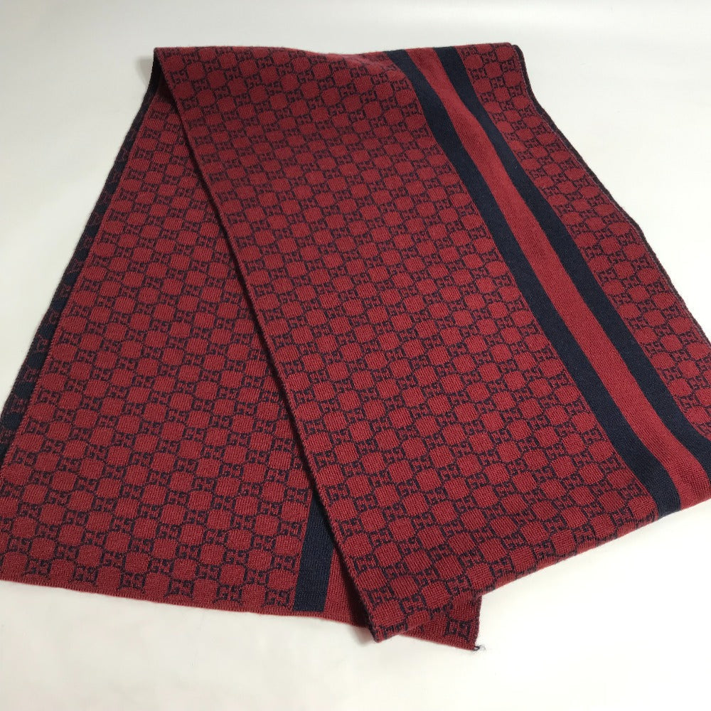 GUCCI Scarf wool Red GG Women Used